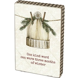 Calf With Wreath Wooden Block Sign – Spring & Easter Home Decor, Primitive Farmhouse Style