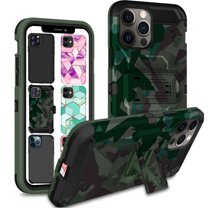 iPhone 12 PRO Max 2020 6.7 Inch A2342 A2410 A2412 A2411 Durable Classic Printed Case with 360° Rotatable Belt Clip with Kick Stand - Military Green(with Holster)