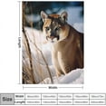 thumbnail image 4 of Cougar Throw Blanket for Couch Fuzzy Mountain Lion Blankets Plush Wild Animal in Snow Throws Gifts for Wildlife Lovers in Pattern 2 in, 4 of 6