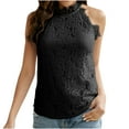 thumbnail image 2 of QUINDOS Tank Tops for Women under $5 Summer Black Basic Fashion Solid Vest Round-Neck Loose Sleeveless T-shirt Pullover Tops Womens Camisoles Plus Size, 2 of 7