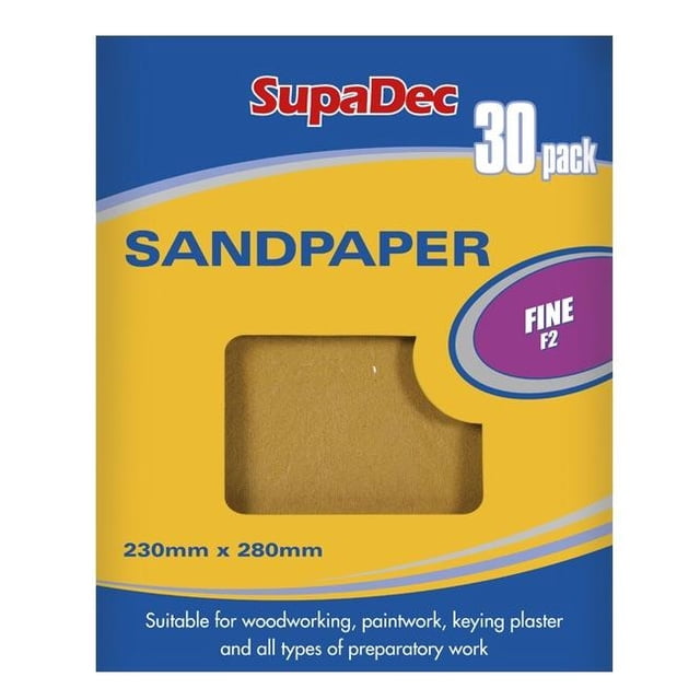 SupaDec General Purpose Sandpaper - Fine (Pack Of 30)