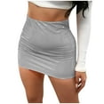 thumbnail image 2 of Oalirro Leather Skirt Gift for Her Mini Skirts for Women Fashion Woman Causal Skirt Sexy Ultrashort Skirt Solid Hip Skirt A-line Skirt Silver, 2 of 5