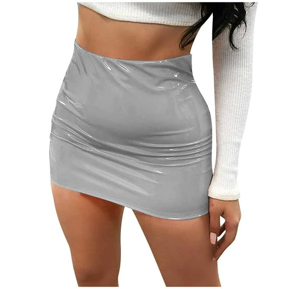 Odeerbi Clearance Skirts for Women Fashion Causal Skirt Erogenous Ultrashort Skirt Solid Hip Skirt A-line Skirt Silver