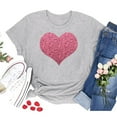 thumbnail image 2 of Patlollav Women T-Shirt Glittery Heart Graphic Valentines Day Short Sleeve Tees Tops, 2 of 6