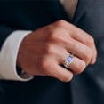 thumbnail image 4 of Men's Tanzanite Diamond Channel Ring In Solid 14k White Gold, 4 of 6