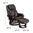 thumbnail image 4 of Emma + Oliver Multi-Position Recliner & Ottoman with Swivel Wood Base in Brown LeatherSoft, 4 of 11