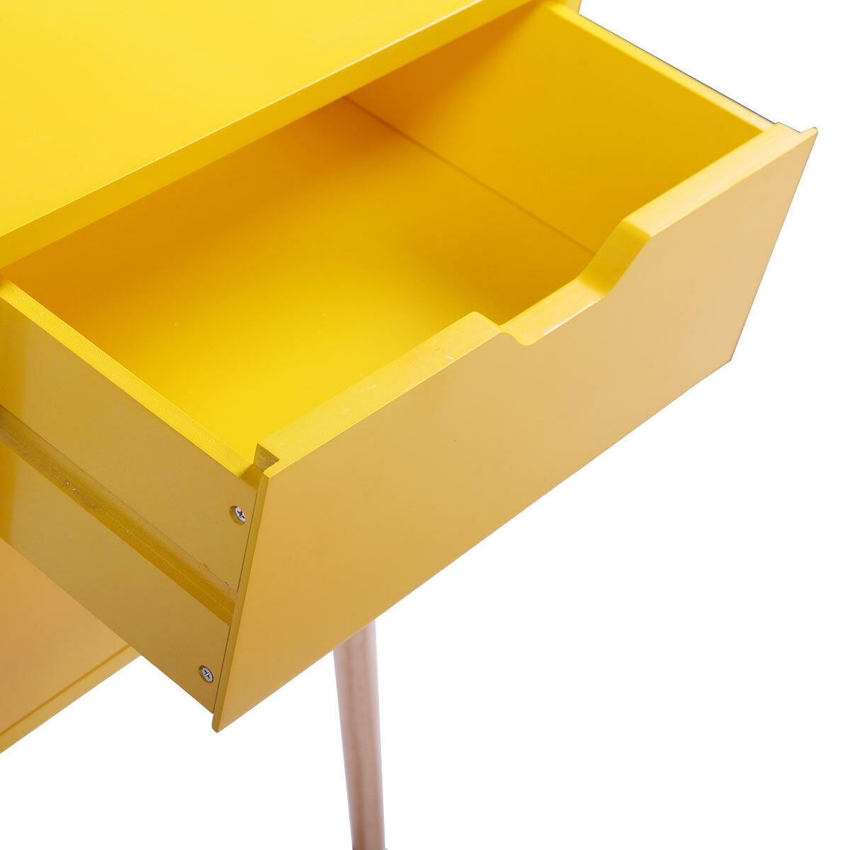 Kepooman Side Table Set of 2, Modern Design Night Stand with 2 Storage Drawer & Wood Legs - Yellow Kepooman Side Table Set of 2, Modern Design Night Stand with 2 Storage Drawer & Wood Legs - Yellow