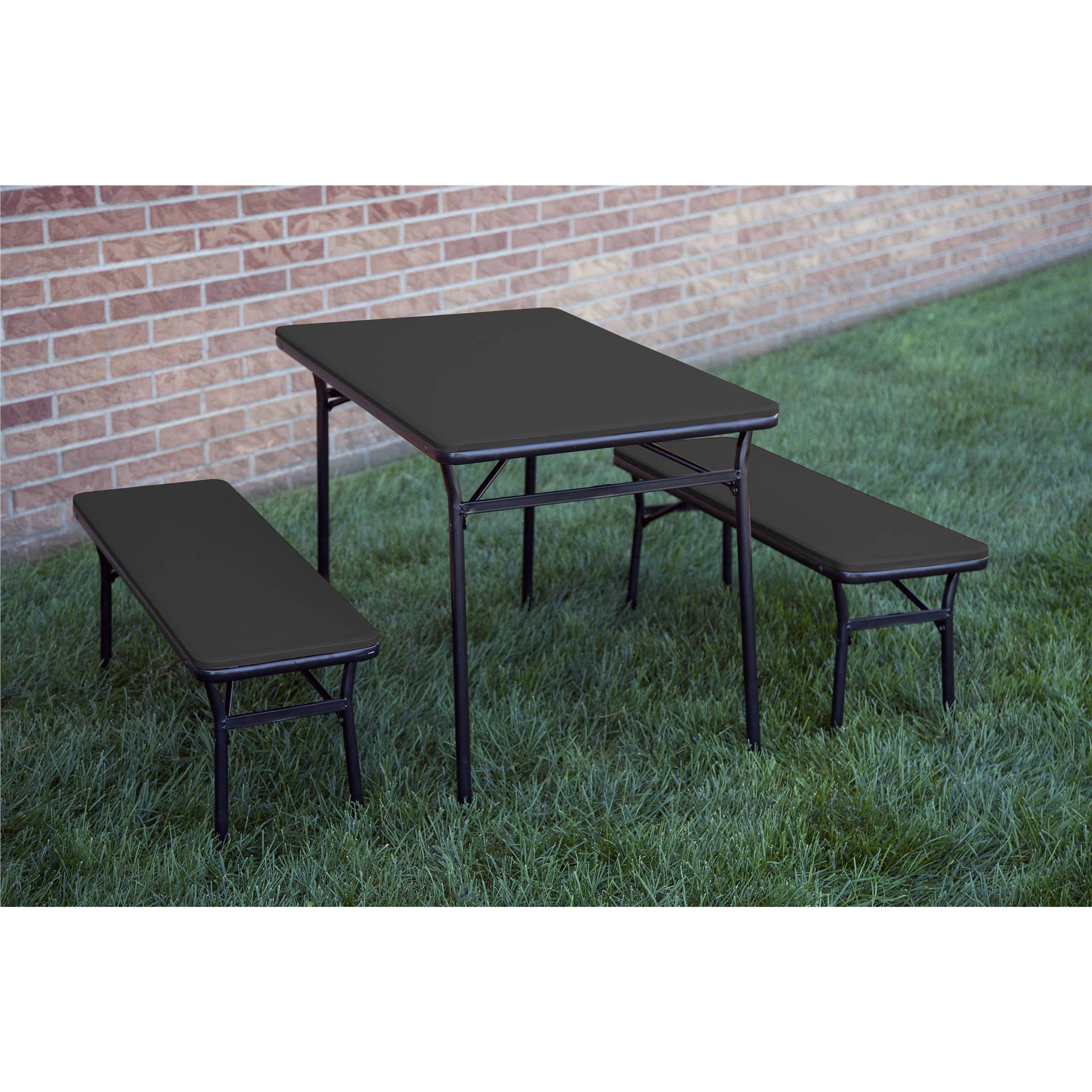 image: Cosco 3-Piece Indoor Outdoor Table and 2 Bench Tailgate Set, Multiple Colors