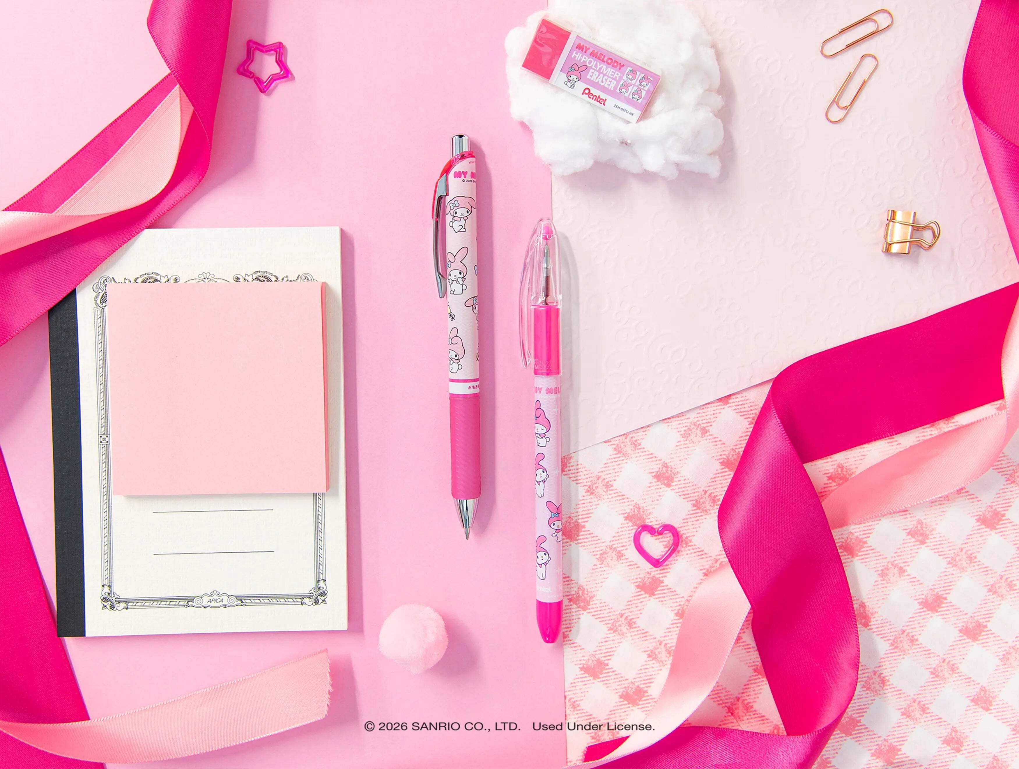 Pentel Hi-Polymer Eraser Colors, Hello Kitty® and Friends, Small Assorted Colors Block Eraser, Canister Display - 48 Pcs