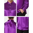 thumbnail image 6 of Unique Bargains Men's Satin V Neck Long Sleeves Button Down Prom Shirts S Purple, 6 of 6