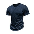 thumbnail image 5 of Horkkom Mens T-Shirts Cotton V Neck Solid Color Short Sleeve Shirts Summer Comfy Casual Shirts XXXL, 5 of 9