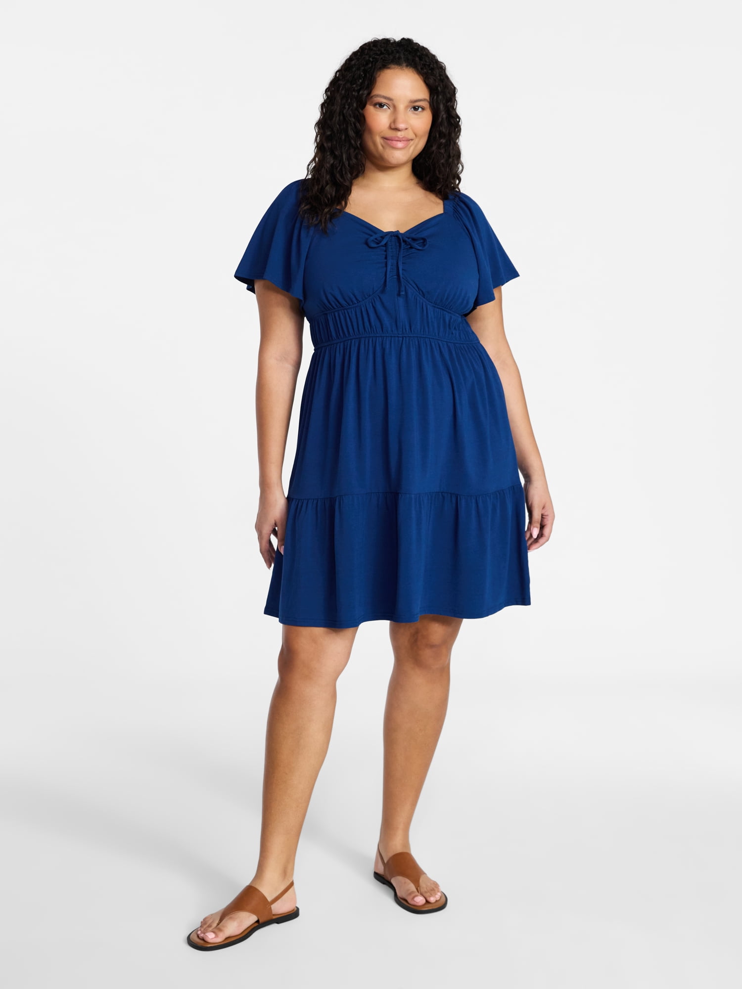 Terra & Sky Women's Plus Tiered Mini Dress, Sizes 0X-5X