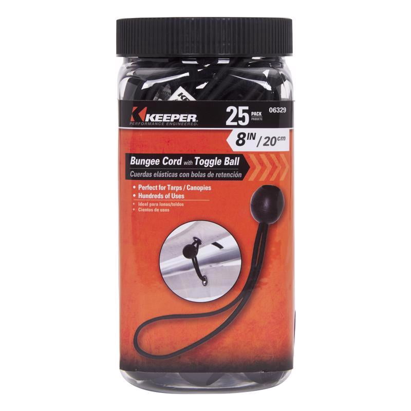 Keeper 8866303 8 in. Bungee Ball Cord, Black - Pack of 25