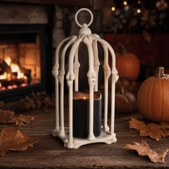 Darzheoy Halloween Skeleton Lantern, LED Electronic Candle Light Ornament, Halloween Party Atmosphere Decorative Figurine, Halloween Lantern for Home, Table, Mantel, Yard, Porch