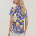 thumbnail image 3 of ADSSDQ Easter Day Scrubs for Women,Womens Bunny Egg Hunt Print Scrubs Tops Workwear Summer Short Sleeve V Neck Working Uniform Nursing Shirts Blouse with Pockets Dark Purple M, 3 of 6