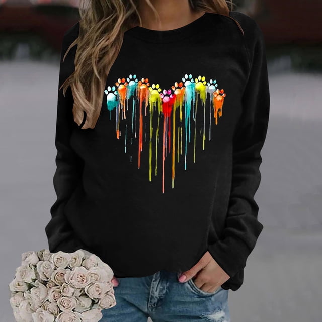 Meichang Chandails en Molleton pour Femmes Mignon Graphique Pull Col Rond Manches Longues Coupe Ample Chandails en Molleton Couleur Unie Automne Sans Capuche