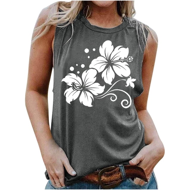 LSLJS Blouse Sans Manches Imprimée Mode Décontractée pour Femmes Col Rond Sexy Pull-Over Slim, Débardeurs pour Femmes