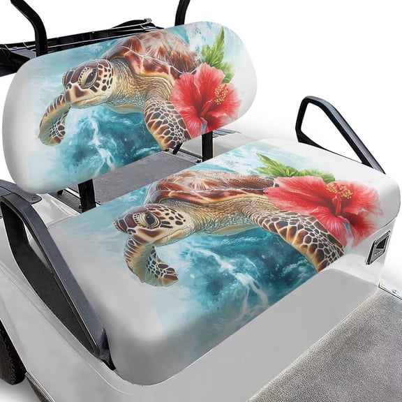 Aplkyhs Sea Turtle Golf Cart Seat Covers 2-Person Seats Golf Cart Back Seat Kit Club Car Seat Covers Easy to Install Heavy Duty Golf Cart Seat Cover Seat Bottom & Backrest Cushion