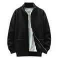 thumbnail image 1 of Cardigan Tricoté Uni pour Homme à Col Rond avec Fermeture Éclair Ample, 1 of 4