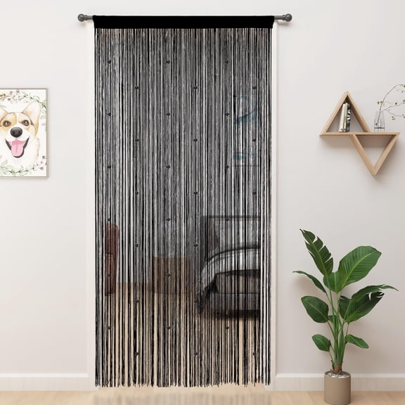 UniVerse Beaded Curtain Beaded Curtains for Doorways Crystals Suitable for Interior Hanging Decoration and Partitions Closet Curtains (39"x79", Black)