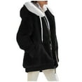 thumbnail image 2 of TQWQT Fleece Coats for Women  Faux Fur Jacket Coat Fuzzy Fleece Jacket Plus Size Zip Up Drawstring Sweatshirt Oversized Light Blue S, 2 of 6