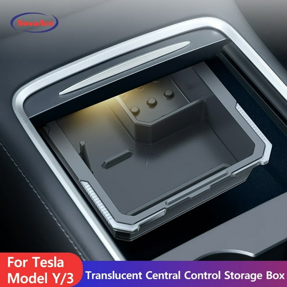 NovaAcc For Tesla Center Console Organizer For Tesla Model Y 2021-2024 Model 3 2021-2023 Tray Armrest Hidden Drawer Storage Box