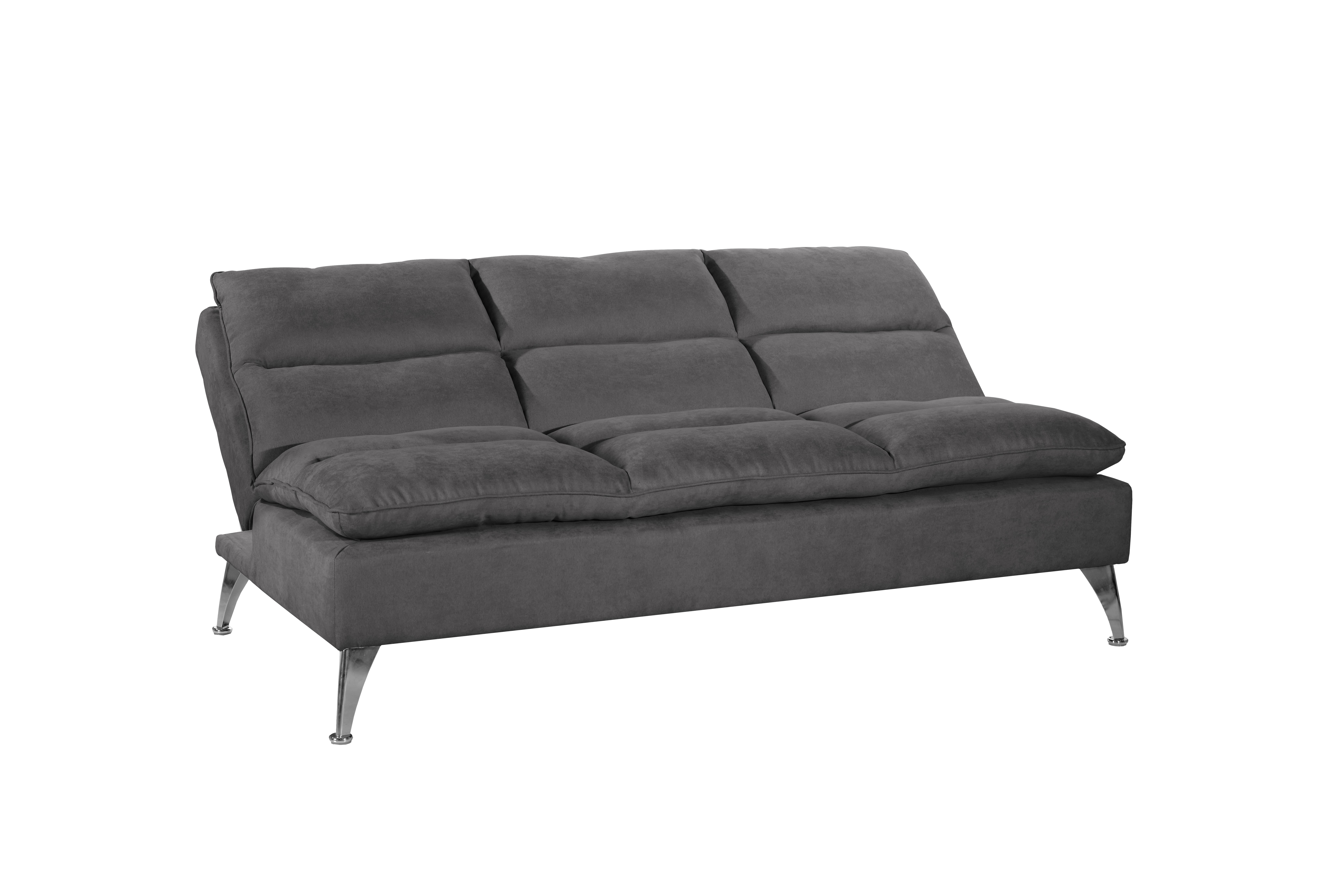 Sealy Santa Cruz Futon Sofa Convertible in Gray with Chrome Metal Legs