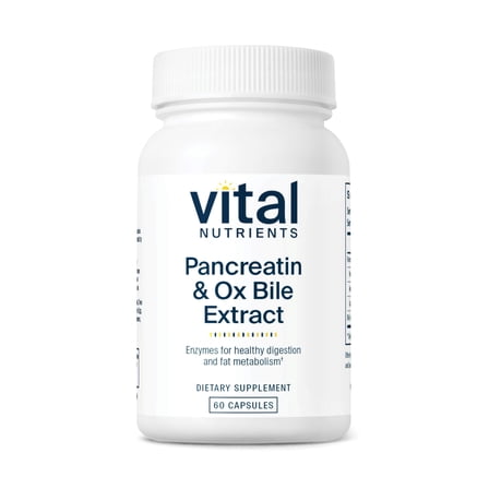 Vital Nutrients Pancreatin & Ox Bile Extract 500mg | Natural Digestive Enzymes for Women & Men | Supports Digestion of Protein, Fat, and Carbohydrates| Gluten, Dairy & Soy Free | 60 Capsules