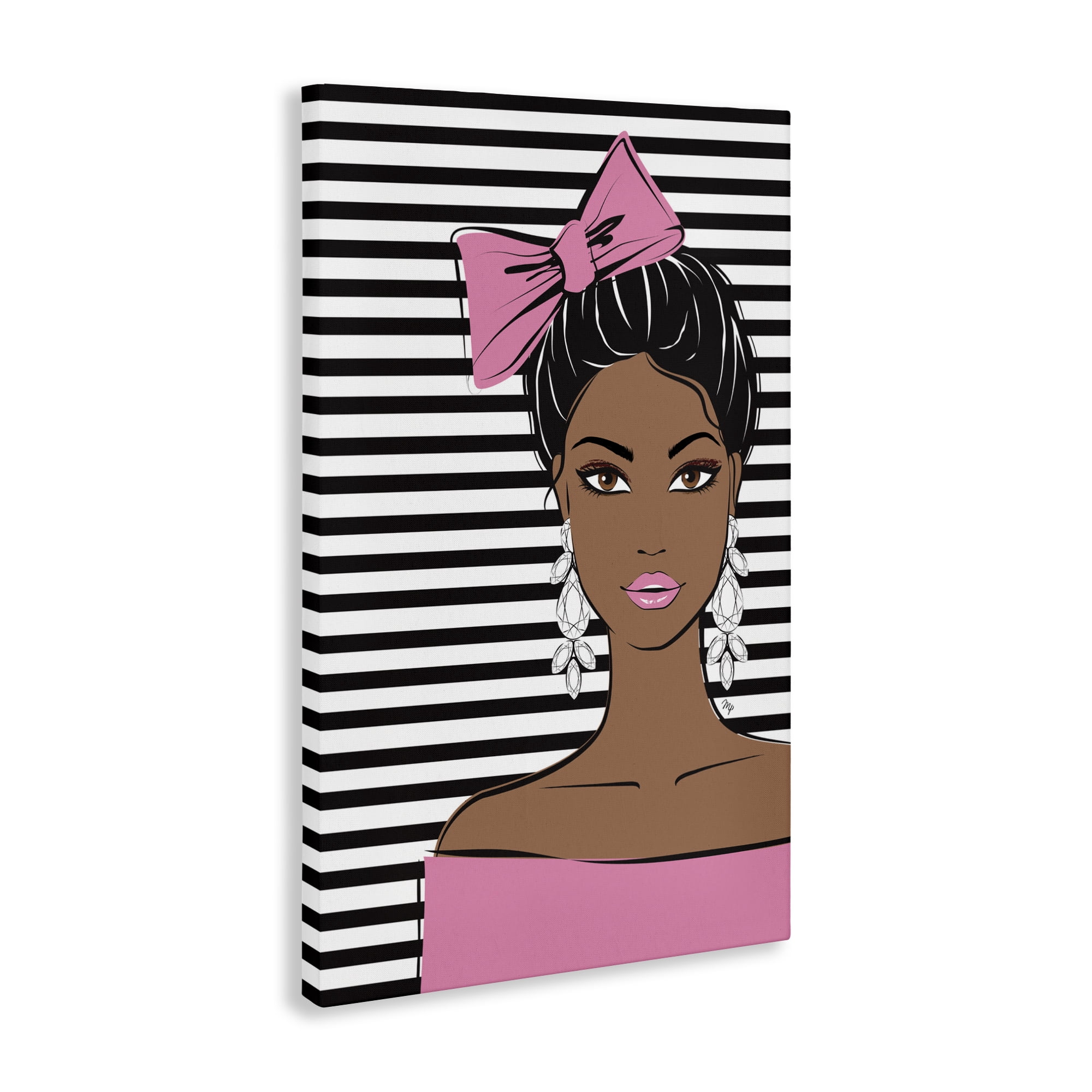 Stupell Industries Girl with Bow & Jewel Earrings Canvas Wall Art, design by Martina Pavlova