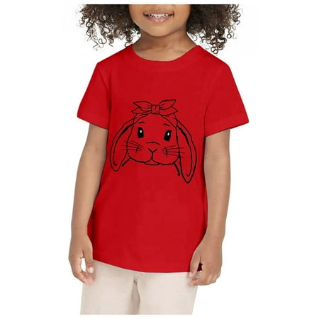 

MQLKF Kids Bunny Shirt Toddler Boys Girls T Shirt Kids Cute Bunny Rabbit Graphic Tees Tops Outfits Soft Casual Beautiful Girls Tee