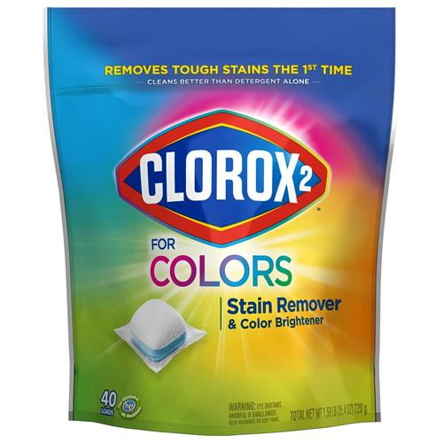 Clorox 2 Laundry Stain Remover And Color Booster Pack, 40 Count Packaging May Vary - Pack of 2