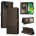 thumbnail image 2 of Wallet Case for Apple iPhone 13 6.1",PU Leather Case with Card Holder Magnetic Closure Folio Flip Kickstand Protective Shockproof Phone Case Cover For iPhone 13,Brown, 2 of 12