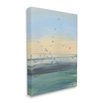 Stupell Industries Conceptual Yellow Ocean Sunset Blue Paint Splatter, 30 x 40, Designed by Bronwyn Baker