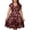 Wine, variant on HOMBOM Womens Midi Dresses Boho Peasant Removable Belt Ruched Waist Summer Flowy A-Line Dress for Ladies V Neck