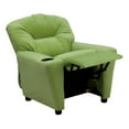 thumbnail image 2 of Contemporary Avocado Microfiber Kids Recliner with Cup Holder, 2 of 7