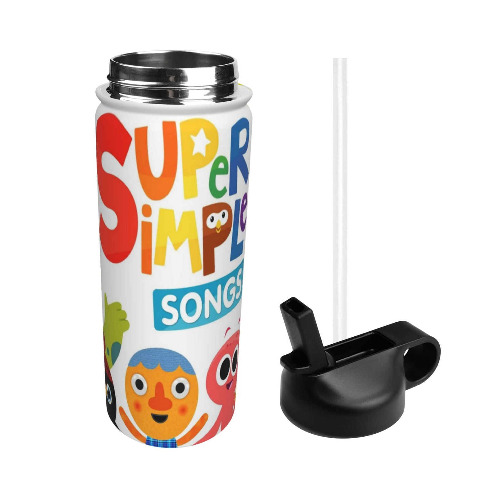 Super Simple Kids Insulated Water Bottle With Straw - 18 Oz Stainless Steel Double Wall Vacuum Cup, Leakproof, Bpa Free, Suitable For Boys And Girls