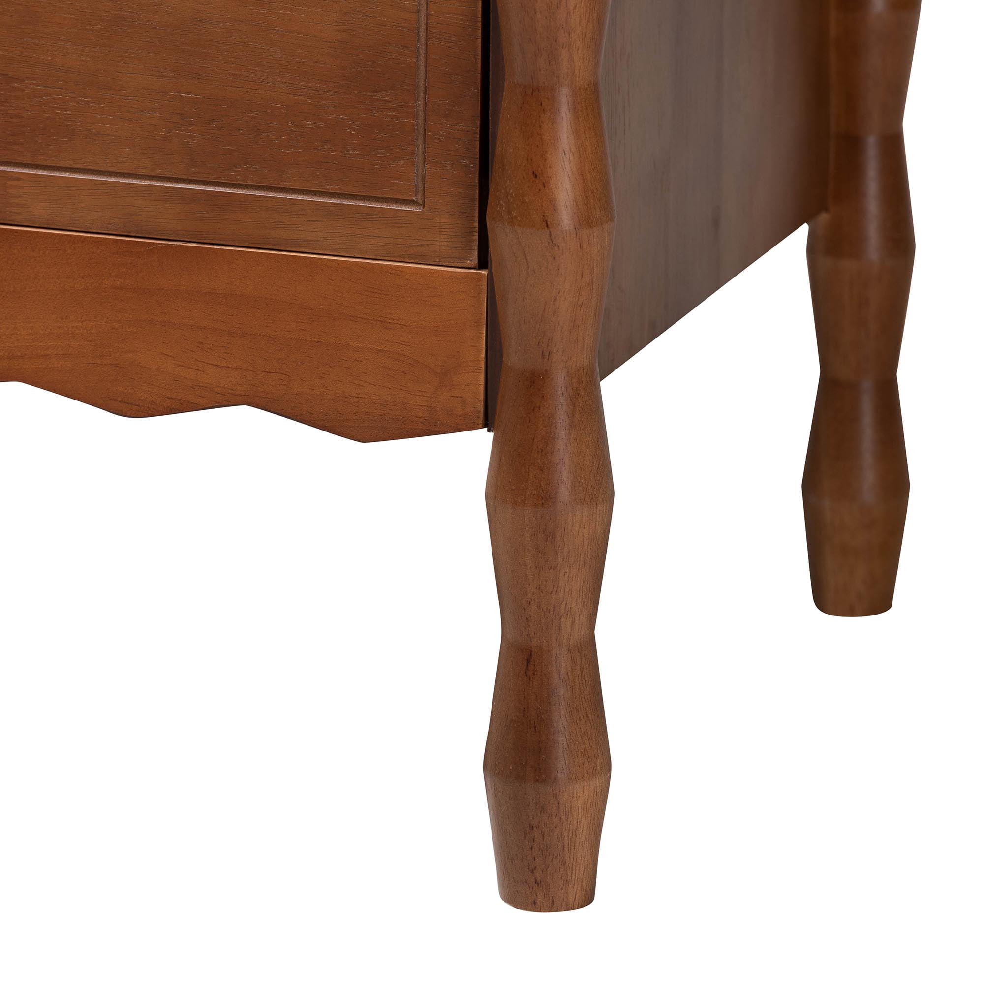 Baxton Studio Seamus Mid-Century Modern Nightstand, 2-Drawer, Walnut Brown