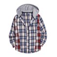 thumbnail image 4 of Camisas Vaqueras Para Hombre Manga Larga Camisa de manga larga con botón de color de con capucha a cuadros informal a la moda para hombre (Blue, XL), 4 of 7