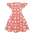 thumbnail image 3 of YOUYEDIAN Easter Midi Dress for Girls Toddler Summer Flutter Sleeve Dresses Casual Buuny Rabbit Print Crew Neck Princess Dress (Red, 4-5 Years), 3 of 4