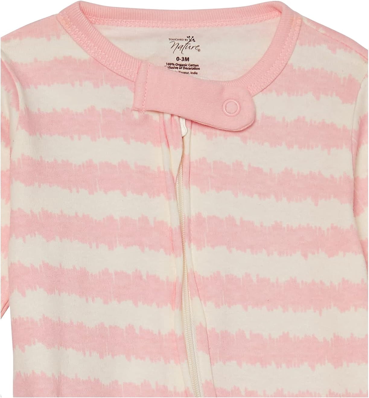 Touched by Nature Baby Girl Organic Cotton Zipper Sleep and Play 3pk, Pink Gray Scribble, 6-9 Months