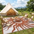 thumbnail image 6 of Garvee 9x12ft Outdoor Rug Waterproof Reversible Plastic Straw Rug, Modern Boho Sun Pattern Rug, Large RV Camping Mat Portable Outdoor Carpet for Patio, Balcony, Picnic, Beach, Deck, Red/White, 6 of 8