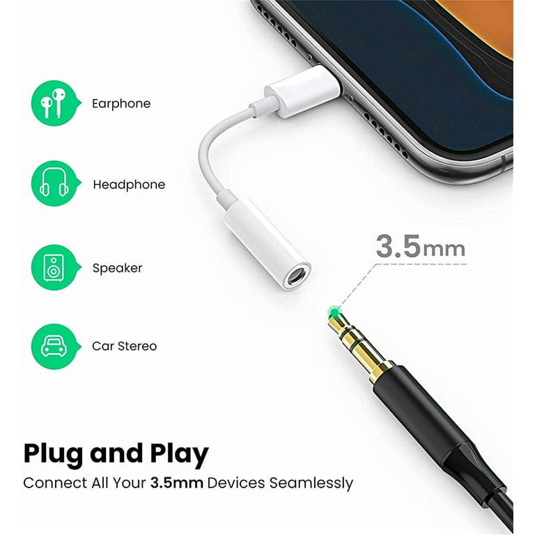 [Apple MFi Certified] Aux Cord for iPhone, Lightning to 3.5mm Aux Stereo  Audio Cable Adapter Compatible with iPhone 13/12/11/XS/XR/X/8/7/All iOS for