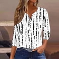 thumbnail image 2 of Blusas para las Mujeres Casual Impreso 3/4 Mangas Cuello en V Botón de Ocio Top Blusa Tops para las Mujeres, 2 of 6