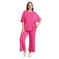 thumbnail image 5 of Ronuti Two Piece Sets for Women Summer Outfits Oversized Wide Leg Crop Pants Lounge Sets Airport Beach Vacation Clothes, 5 of 9
