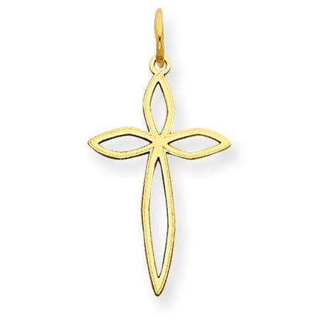 14k Yellow Gold Laser Designed Latin Cross Pendant