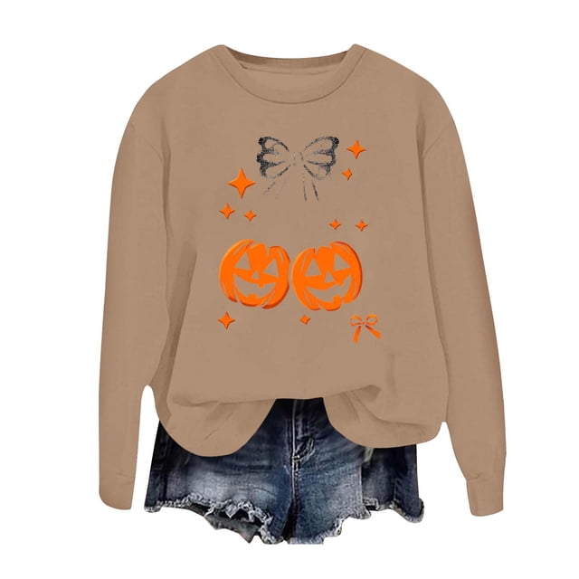 Chandail Sans Capuche d'Halloween pour Femme, Chandail Imprimé à Manches Longues, Col Rond, Haut Décontracté d'Automne, Mode, Confortable, Coupe Ample, Taille : TG