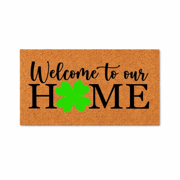 Welcome to Our Home Shamrock Doormat | St. Patrick's Day Housewarming Gift | Custom Doormat Closing Gift | Welcome Doormat | Front Door Mat