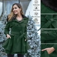 thumbnail image 6 of Long Trench Coat Women Dress Jackets Coats Double-Breasted Pea Coat with Bow Tie Belt Sherpa Lined Trench Coat for Women (Green M), 6 of 8