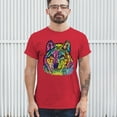 thumbnail image 3 of Tee Hunt Stare of The Wolf T-Shirt Dean Russo Colorful Neon Animal Men's Tee, Red, 5X-Large, 3 of 5