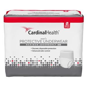Cardinal Health Maximum Absorbency Protective Underwear for Men, Large/XL 45&amp;#39;&amp;#39; to 58&amp;#39;&amp;#39;, Pack of 18